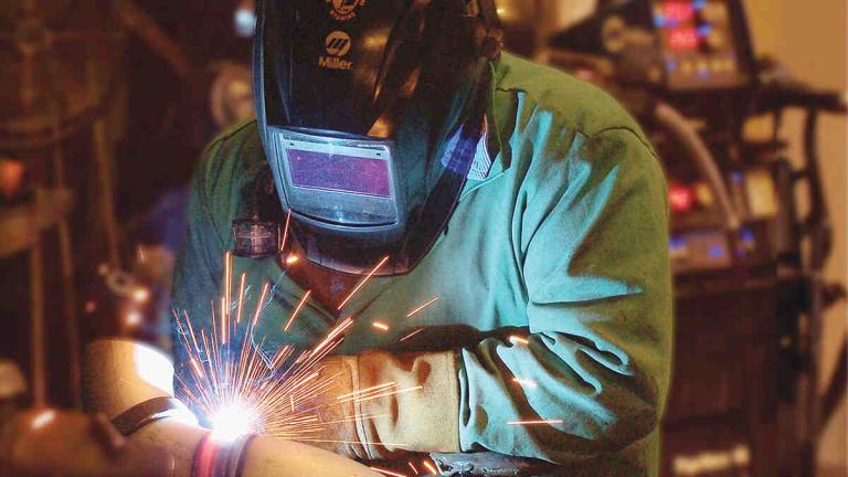 Person welding
